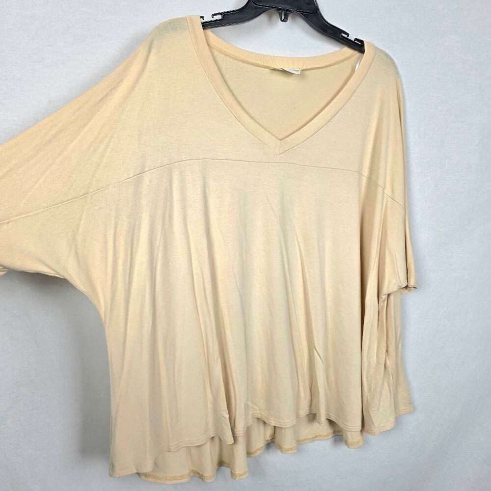 Allie Rose Oversized Beige V-Neck Dolman Top 1X Made in USA